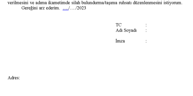 MKE den yivli av tüfeği satın alma dilekçe örneği